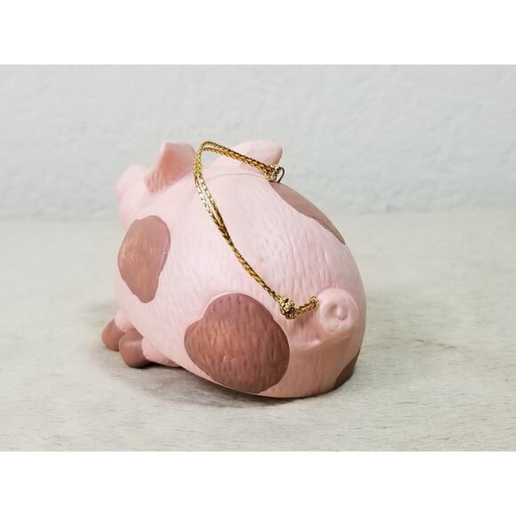 Christmas Tree Ornament Pink Pig w/ Dangling Legs Ceramic 3" RR Roman 90s Vtg - Picture 4 of 13